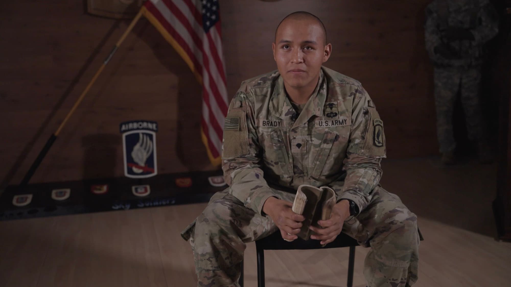 A Navajo Army paratrooper with the 173rd Airborne Brigade