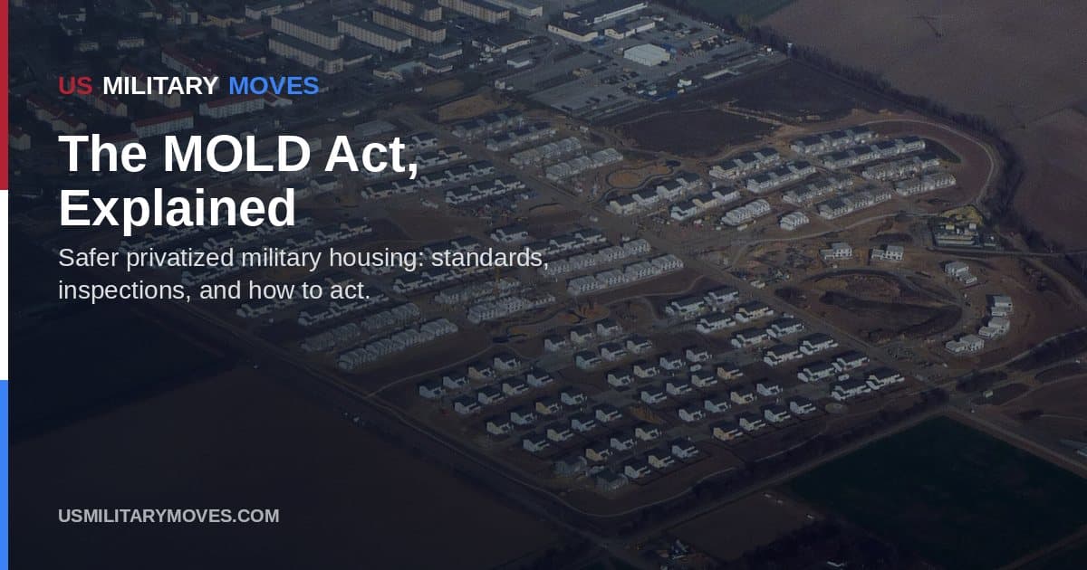 Military family housing under construction in Wiesbaden, used as the share image for the MOLD Act guide.