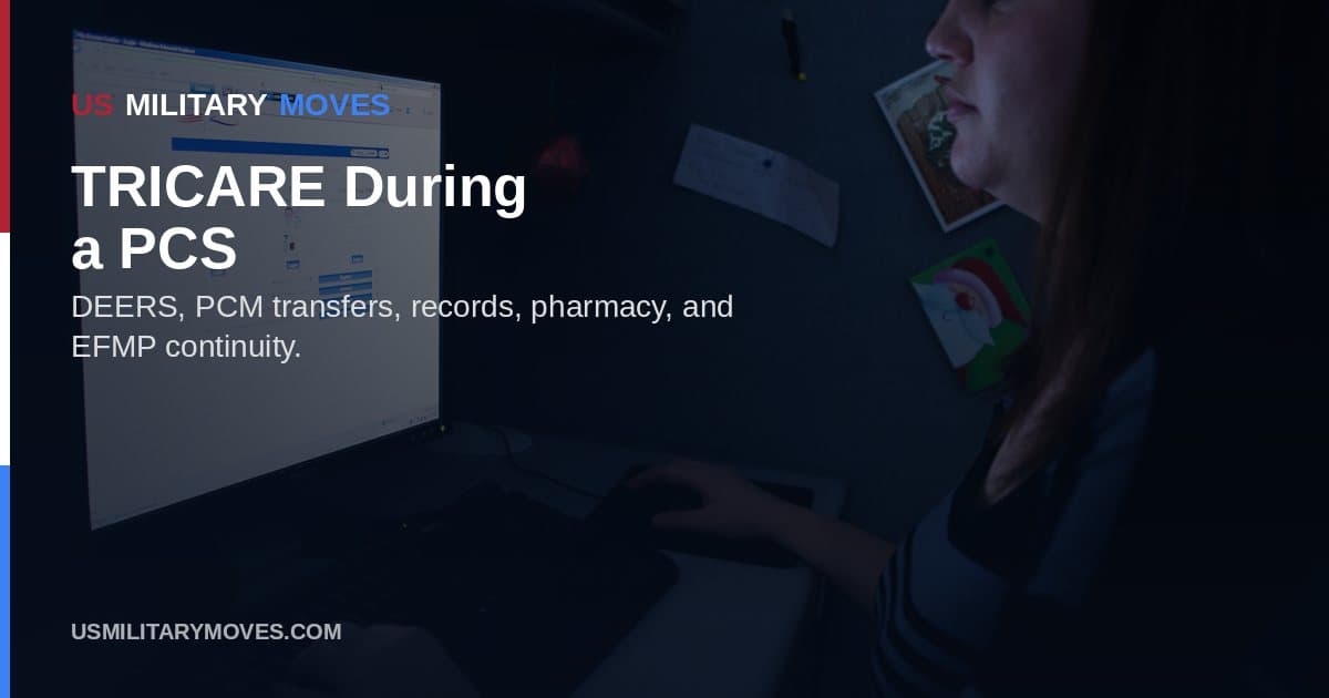 TRICARE service desk inside a military clinic used as the share image for PCS medical continuity.