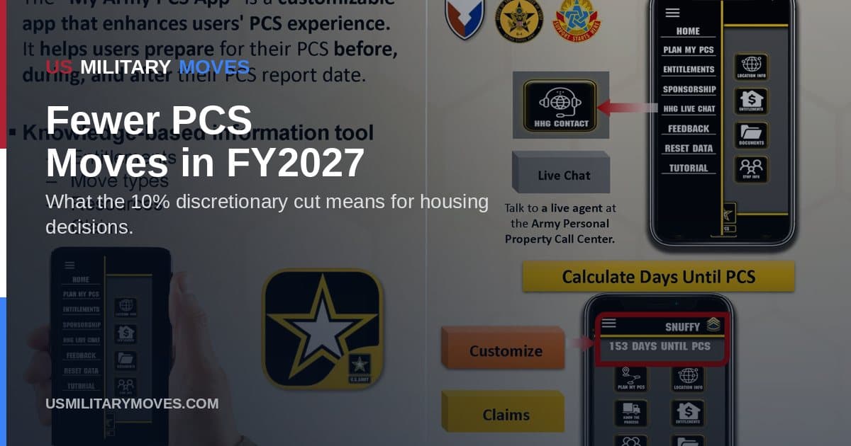 A transportation official briefs military families on summer PCS moves, used as the share image for fewer PCS moves in FY2027.