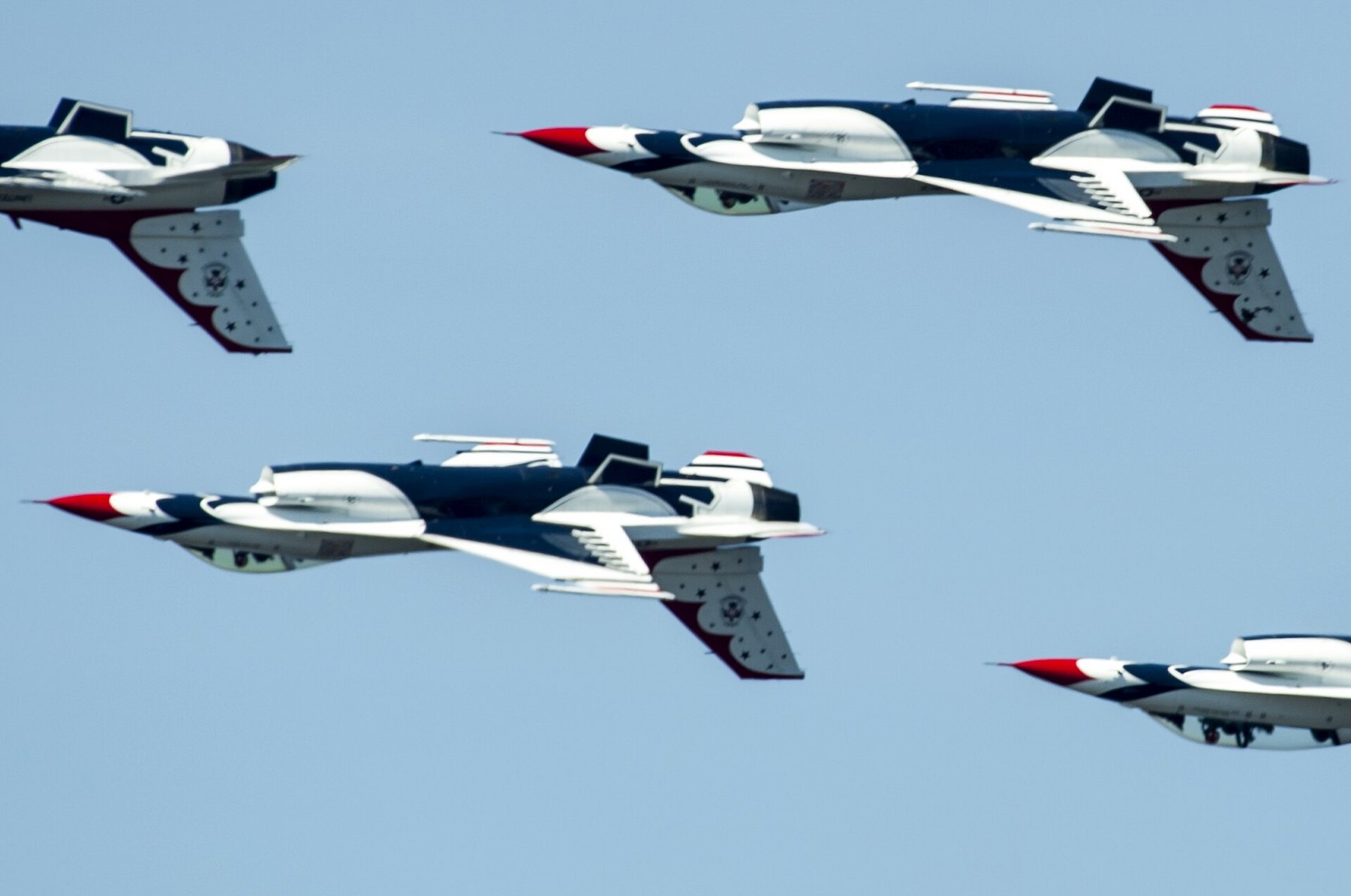 U.S. Air Force Thunderbirds F-16s in formation during an official USAF demonstration