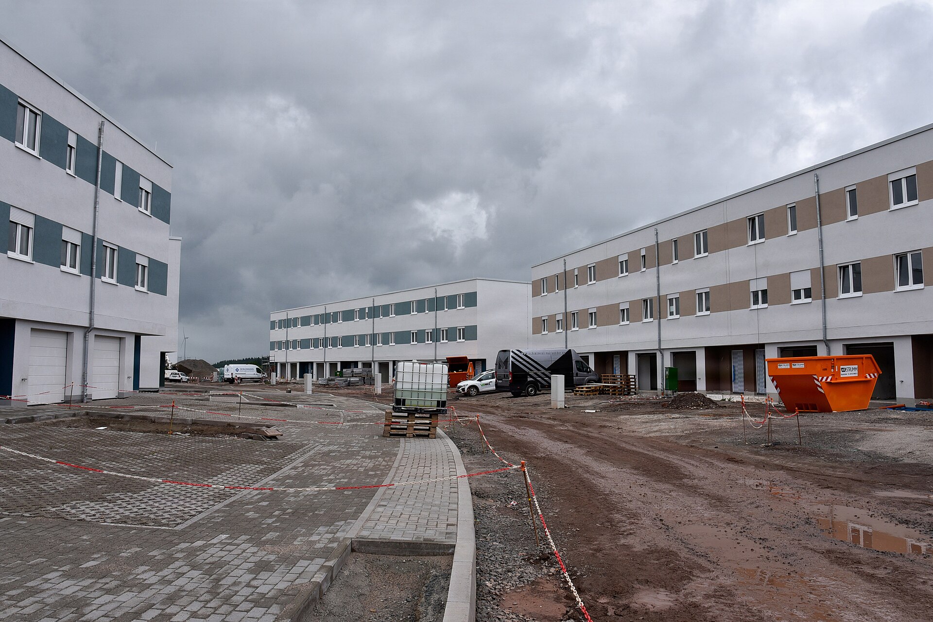 Army family housing under construction in the Wetzel Housing Area