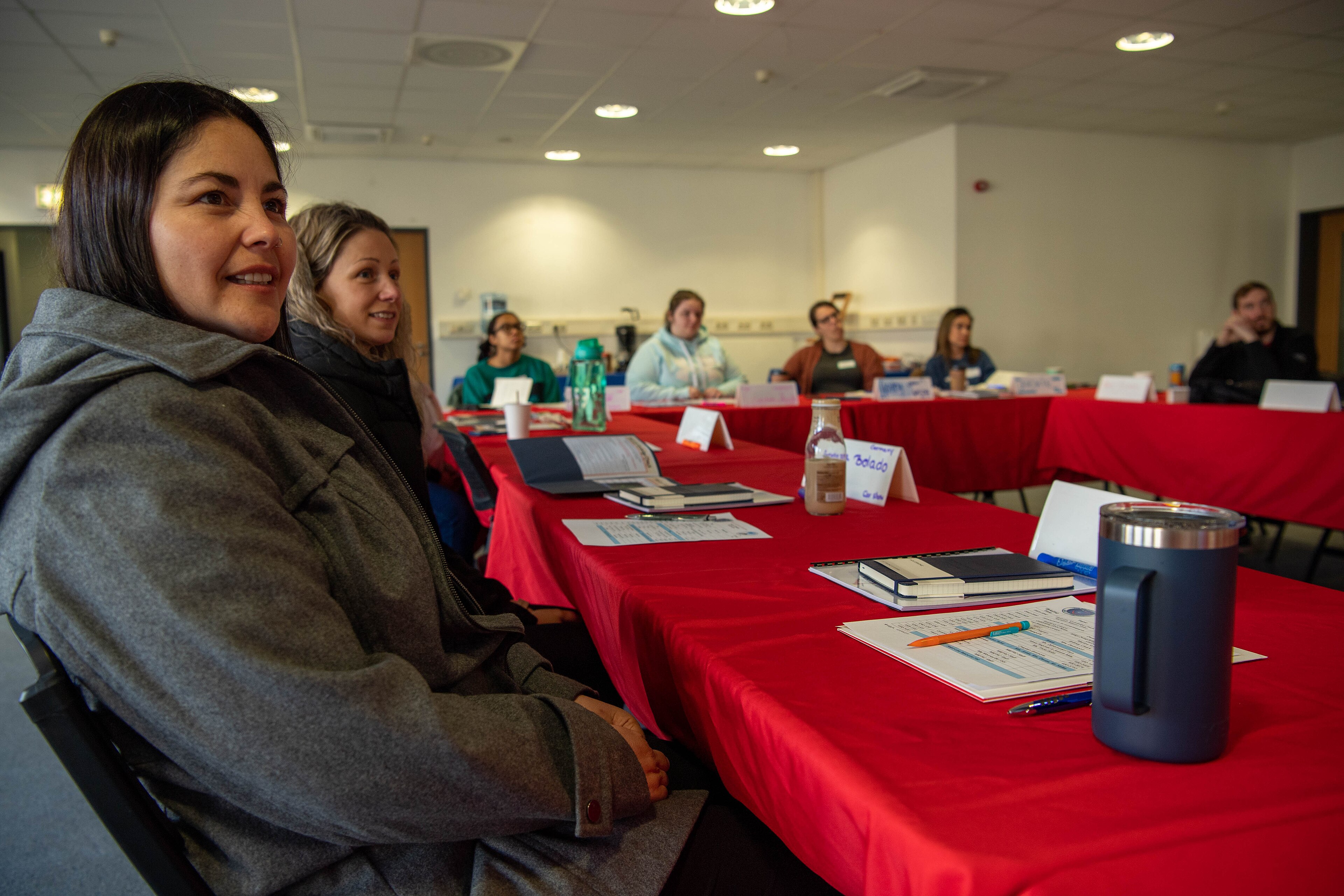 Military spouses participate in a Heart Link education and connection briefing